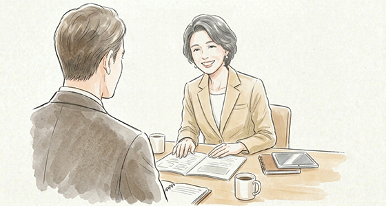 打合せ中のスタッフのイラスト
